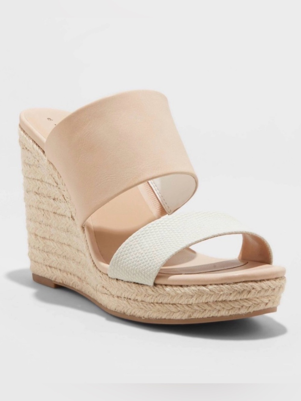 A New Day White & Tan Double Strap Espadrille Wedge Sandals – Size 10 – NWT